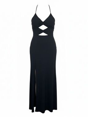 Express V Neck Cutout Stappy Maxi Dress in Black